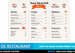 Menu de restaurant - Publicité Ile de la Réunion