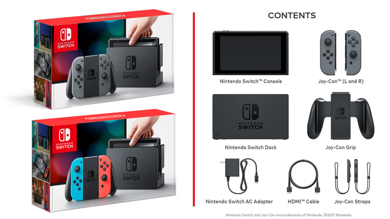 Les éléments de la Nintendo Switch